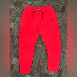 Nike Red Tech Fleece Joggers Sweatpants Men's XL Tapered Zip Pocket